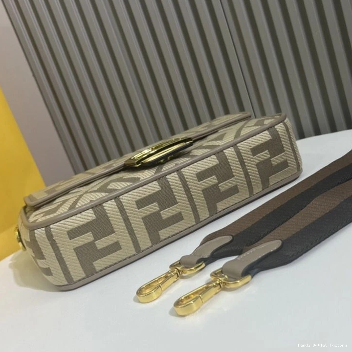 Affordable HOT Motif Medium Grey Bag Canvas In Fendi Baguette FF 0802